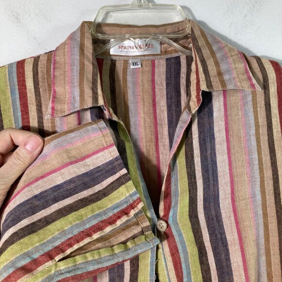 Womens Spring Breeze Striped Linen Blend Button Tunic 3/4 Sleeve 2XL - Picture 3 of 11